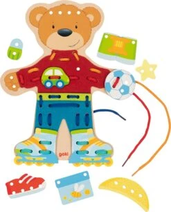 Fädelbär Aus Holz | Motorikspielzeug | Geschicklichkeitsspiel | Goki 58482