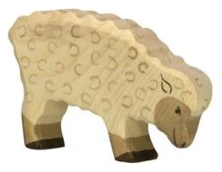 Holztiger Schaf Frisst Weiß Holz-Krippenfigur | Weihnachts-Krippen-Figur 80072