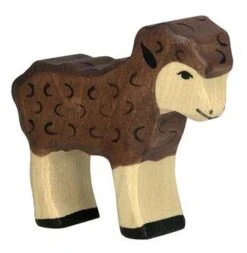 Holztiger Lamm Schwarz ✓ Holz-Krippenfigur | Weihnachts-Krippen-Figur 80078