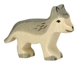 Holztiger Holz-Tier-Krippen-Figur | Weihnachtskrippenfigur Wolf