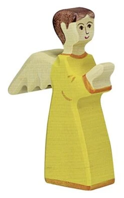 Engel 2 | Orange Stehend Holz-Krippenfigur | Krippenfigur Holztiger