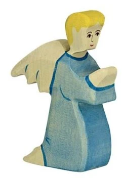 Engel 2 | Blau Knieend | Holz-Krippenfigur | Krippenfigur Holztiger