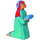 Balthasar Grün 2 | 80295 Holztiger | Holz-Ritterburg-Figur | Weihnachts-Krippen-Figur