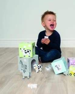 Stapelwürfel Mit Bauernhof-Holztieren | Kleinkind-Spielzeug | Tiermotive | JB-C2504 -Holzspielzeug-Peitz C2504 Stapelwuerfel mit Holztieren 2