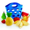 Hape Obstkörbchen 8-teilig | Kinderküchen Kaufladen Zubehör E3169 -Holzspielzeug-Peitz Einkaufkorb Fruechte Vegetarisch Obst E3169 Toddler Fruit Basket back product