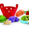 Hape Gemüsekörbchen Set 8-teilig | Kinderküchen Kaufladen Zubehör E3167 -Holzspielzeug-Peitz Einkaufskorb Gemuese Karotte Vegetarisch E3167 Toddler Vegetable Basket bcak