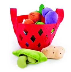 Hape Gemüsekörbchen Set 8-teilig | Kinderküchen Kaufladen Zubehör E3167 -Holzspielzeug-Peitz Einkaufskorb Gemuese Karotte Vegetarisch E3167 Toddler Vegetable Basket top1
