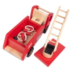 Kinder-Feuerwehrauto Aus Holz| Kinder-Spielzeug-Fahrzeug Mit Leiter | BA 112367 11 Kinder-Feuerwehrauto Aus Holz| Kinder-Spielzeug-Fahrzeug Mit Leiter | BA 112367 -Holzspielzeug-Peitz Feuerwehrauto Kinder Holz Fahrzeug Drehleiter Schlauch LKW rot 112367
