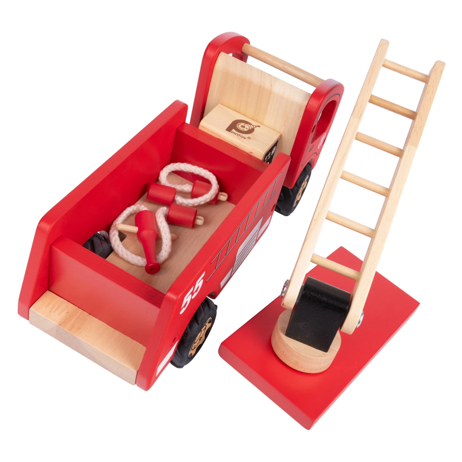 Kinder-Feuerwehrauto Aus Holz| Kinder-Spielzeug-Fahrzeug Mit Leiter | BA 112367 6 Kinder-Feuerwehrauto Aus Holz| Kinder-Spielzeug-Fahrzeug Mit Leiter | BA 112367 – Bild 4