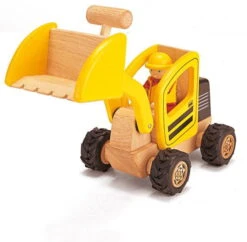 Baustellen-Fahrzeug! Kids-Holz-Radlader! | Kinder-Holz-Frontlader | Pintoy 112364