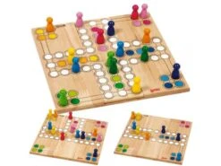Goki Kinder-Brettspiel Ludo Aus Holz | Lernspiel | Farben - Zahlen Lernen 56914