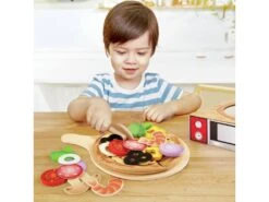 Kinderpizza-Holz E 3173 Hape | Kinder-Küchen-Zubehör | Spiel-Lebensmittel -Holzspielzeug-Peitz Kinderpizza Set E3173 3