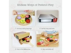 Kinderpizza-Holz E 3173 Hape | Kinder-Küchen-Zubehör | Spiel-Lebensmittel -Holzspielzeug-Peitz Kinderpizza Set E3173 9