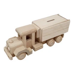 Kinderspardose-LKW | Holz-Spardose | Transporter Spardose | Holz-Lastwagen | Baustellenfahrzeug | SL 390