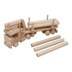 LKW Mit Kran Und Baumstämmen | Transporter | Holz-Kranwagen | Baustellenfahrzeug | SL 394