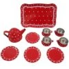 Picknickset Kinder-Teeservice Kinder-Kaffeeservice Metall Rot Mit Weissen Punkten SLH 2172 -Holzspielzeug-Peitz Picknick Set rot mit weissen Punkten
