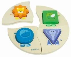 Beleduc Baby Lernspielzeug | 8-tlg. Puzzle | Legespiel | Funny Four 18004