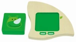 Beleduc Baby Lernspielzeug | 8-tlg. Puzzle | Legespiel | Funny Four 18004 -Holzspielzeug-Peitz Puzzle Steckspiel Nashorn Elefant denken sehen greifen 18004 6