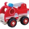 Kleines Kinder-Feuerwehrauto Aus Holz | Massivholz | Kinder-Feuerwehr Mit Gummireifen RS 349