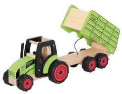 PINTOY Holz-Spielzeug-Traktor | Holz Traktor Mit Kippanhänger | Kinder Spielzeug | Ba 112366