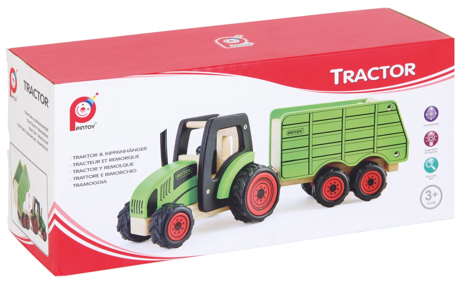 PINTOY Holz-Spielzeug-Traktor | Holz Traktor Mit Kippanhänger | Kinder Spielzeug | Ba 112366 5 PINTOY Holz-Spielzeug-Traktor | Holz Traktor Mit Kippanhänger | Kinder Spielzeug | Ba 112366 – Bild 3