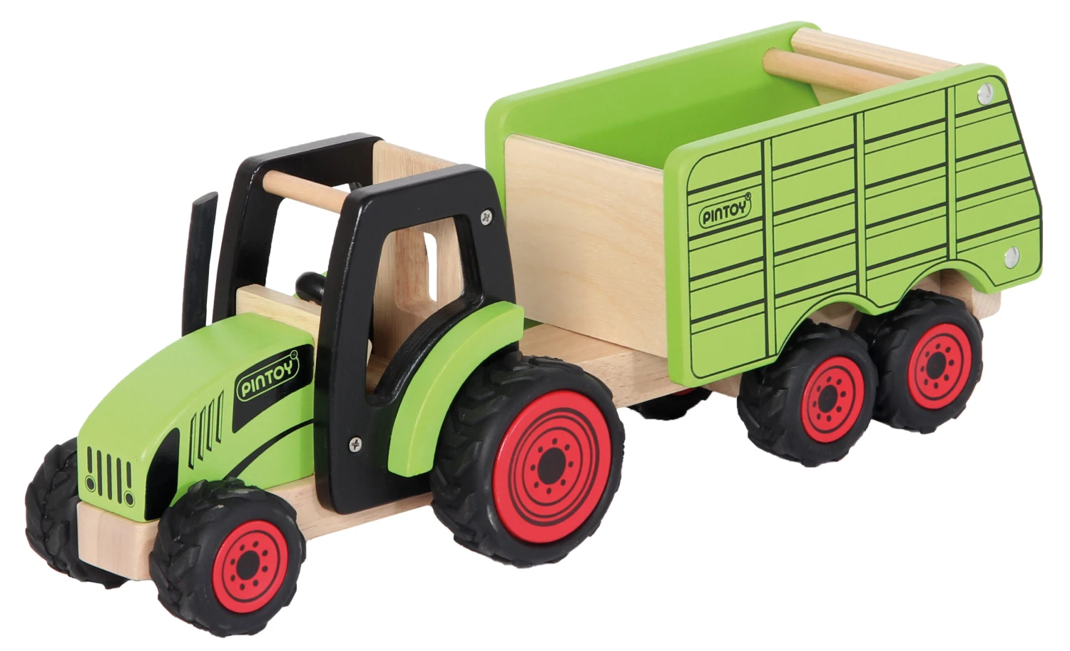 PINTOY Holz-Spielzeug-Traktor | Holz Traktor Mit Kippanhänger | Kinder Spielzeug | Ba 112366 4 PINTOY Holz-Spielzeug-Traktor | Holz Traktor Mit Kippanhänger | Kinder Spielzeug | Ba 112366 – Bild 2