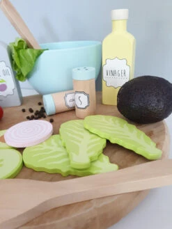 Salat-Set | Kinder-Küchen-Zubehör | Küchen-Lebensmittel | JB-W7134 -Holzspielzeug-Peitz W7134 Salat Set Salatschuessel 2