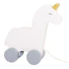 Nachzieh-Einhorn Weiss-gold | Nachzieh-Tier Aus Holz | Unicorn JB-W7153 -Holzspielzeug-Peitz W7153 Nachzieh Einhorn weiss gold Ziehtier