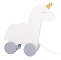 Nachzieh-Einhorn Weiss-gold | Nachzieh-Tier Aus Holz | Unicorn JB-W7153