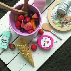 Fruchtsalat-Set | Obstsalat | Küchen Lebensmittel Zubehör JB-W7161 -Holzspielzeug-Peitz W7161 Fruchtsalat Set Obstsalat gesunde fruechte 4