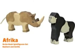 Gorilla Und Nashorn | 2-teiliges Tiere Set | Arche Spielfiguren | Afrika Tiere | Holztiger | HT80150+HT80147