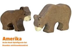 Braunbär Und Braunbärbaby | 2-teiliges Tiere Set | Arche Spielfiguren | Holztiger | Amerika Tiere | HT 80184+HT 80185