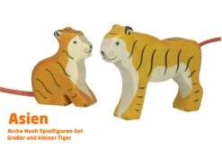 Tiger | 2-teiliges Tiere Set | Arche Spielfiguren | Holztiger | Asien Tiere | HT 80138+HT 80136