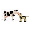 Kuh Und Kälbchen | 2-teiliges Bauernhof Tiere Set | Holztiger | Bauernhof Zubehör | HT-Set-80003+80006