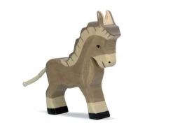 Holztiger Spielzeug-Esel Braun Kinder-Holz-Bauernhof-Tiere Klein HT 80049