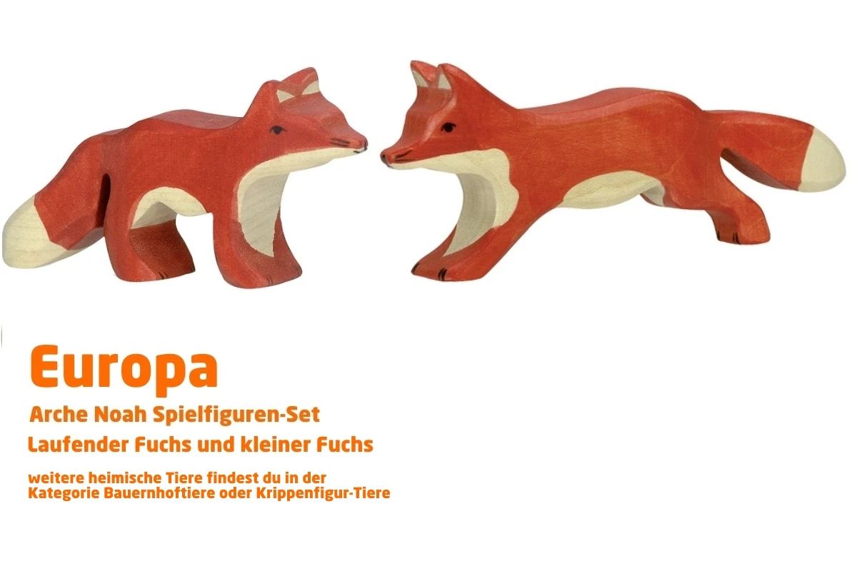 Fuchs Und Babyfuchs | 2-teiliges Tiere Set | Arche Spielfiguren | Holztiger | Europa Tiere | HT 80094+HT 80096 3 Fuchs Und Babyfuchs | 2-teiliges Tiere Set | Arche Spielfiguren | Holztiger | Europa Tiere | HT 80094+HT 80096