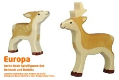 Rehbock Und Rehkitz | 2-teiliges Tiere Set | Arche Spielfiguren | Holztiger | Europa Tiere | HT 80089+HT 80091