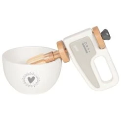Hape Goki Handmixer Mit Rührschüssel Aus Holz | Spielküche | GO 51502 -Holzspielzeug-Peitz goki 51502 handmixer mit ruhrschussel schraeg