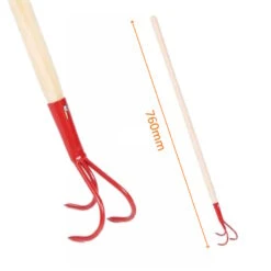 Kindergrubber Mit Holzstiel | Metall-Dreizack Harke | Kinder-Gartengerät OM 303981