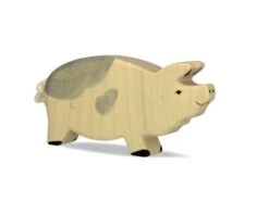 Holztiger Spielzeug-Eber Grau Kinder-Bauernhof-Zubehör Hof-Tiere