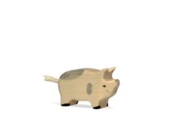 Holztiger Spielzeug-Ferkel Grau Kinder-Bauernhof-Tiere Aus Holz