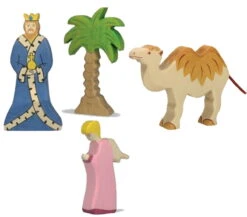 König, Erzengel, Kamel, Palme | 4-teiliges Krippenfiguren Set | Holztiger | Weihnachtskrippen Zubehör