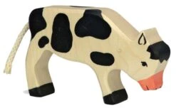 Holztiger Spielzeug-Kälbchen Grasend Kinder-Bauernhof-Tiere