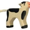Holztiger Spielzeug-Kälbchen Schwarz-weiß Kinder-Bauernhof-Tiere -Holzspielzeug-Peitz kaelbchen stehend holztiger 757 0