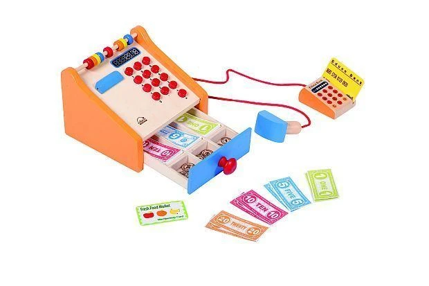 Hape Ladenkasse E3121 Kinder-Kaufmannsladen-Zubehör Holz Beleduc 4 Hape Ladenkasse E3121 Kinder-Kaufmannsladen-Zubehör Holz Beleduc – Bild 2