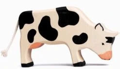 Holztiger Spielzeug-Kuh Schwarz-weiß Grasend Kinder-Bauernhof-Zubehör Hof-Tiere