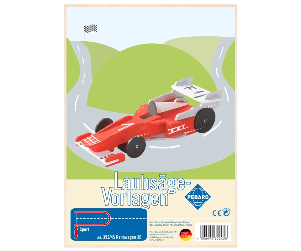 Laubsägevorlage Rennwagen 3D | Heimwerken | Modellbau | Weihnachten | PB-352/4S 4 Laubsägevorlage Rennwagen 3D | Heimwerken | Modellbau | Weihnachten | PB-352/4S – Bild 2