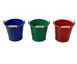 Kinder-Metall-Eimer | Kleiner Garten-Eimer | Blumen-Umtopf | Rot-Blau-Grün | Vo-964