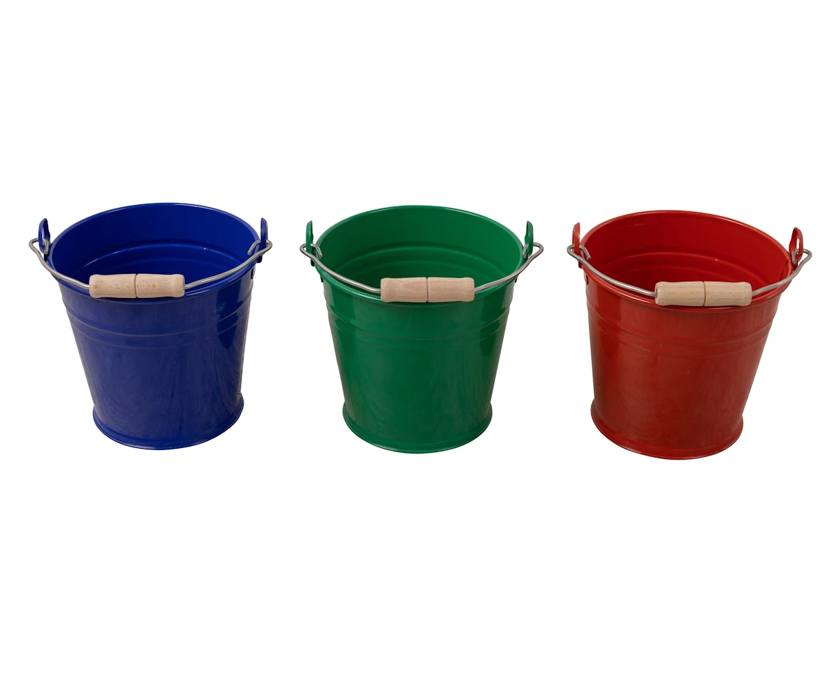 Kinder-Metall-Eimer | Kleiner Garten-Eimer | Blumen-Umtopf | Rot-Blau-Grün | Vo-964 3 Kinder-Metall-Eimer | Kleiner Garten-Eimer | Blumen-Umtopf | Rot-Blau-Grün | Vo-964