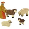 Hirte Mit Schafherde | 5-teiliges Krippenfiguren Set | Holztiger | Weihnachtskrippen Zubehör -Holzspielzeug-Peitz schafer set scharfe 5 teilig holz